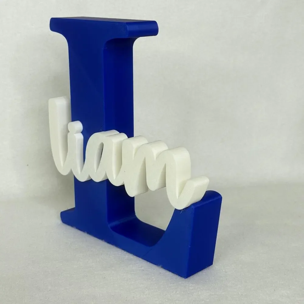 Liam Letter L Blue Tabletop Sign Small Plastic Kids Nursery Name Decor Accent